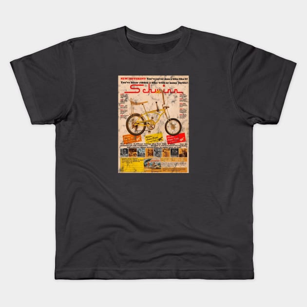 Vintage Schwinn Stingray Ad Kids T-Shirt by offsetvinylfilm
